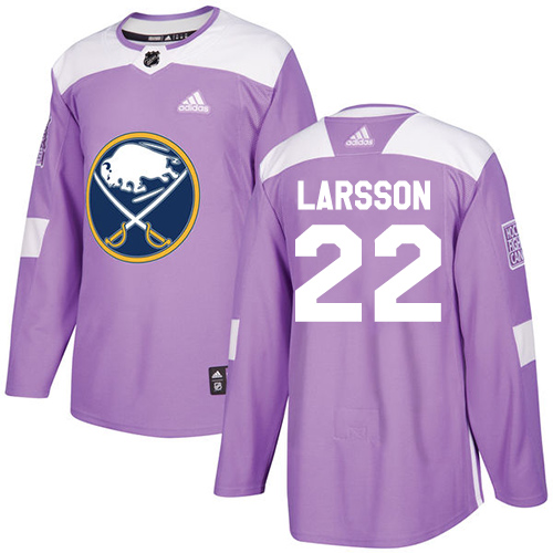 Adidas Sabres #22 Johan Larsson Purple Authentic Fights Cancer Stitched NHL Jersey